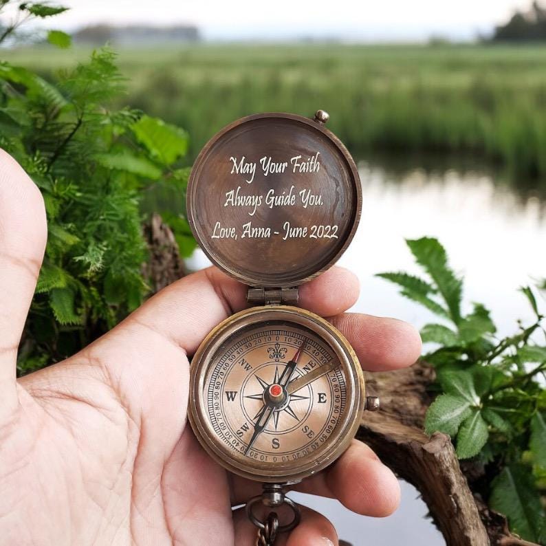 Personalized Engraved Compass Pocket Gift Custom Gifts for Him ...