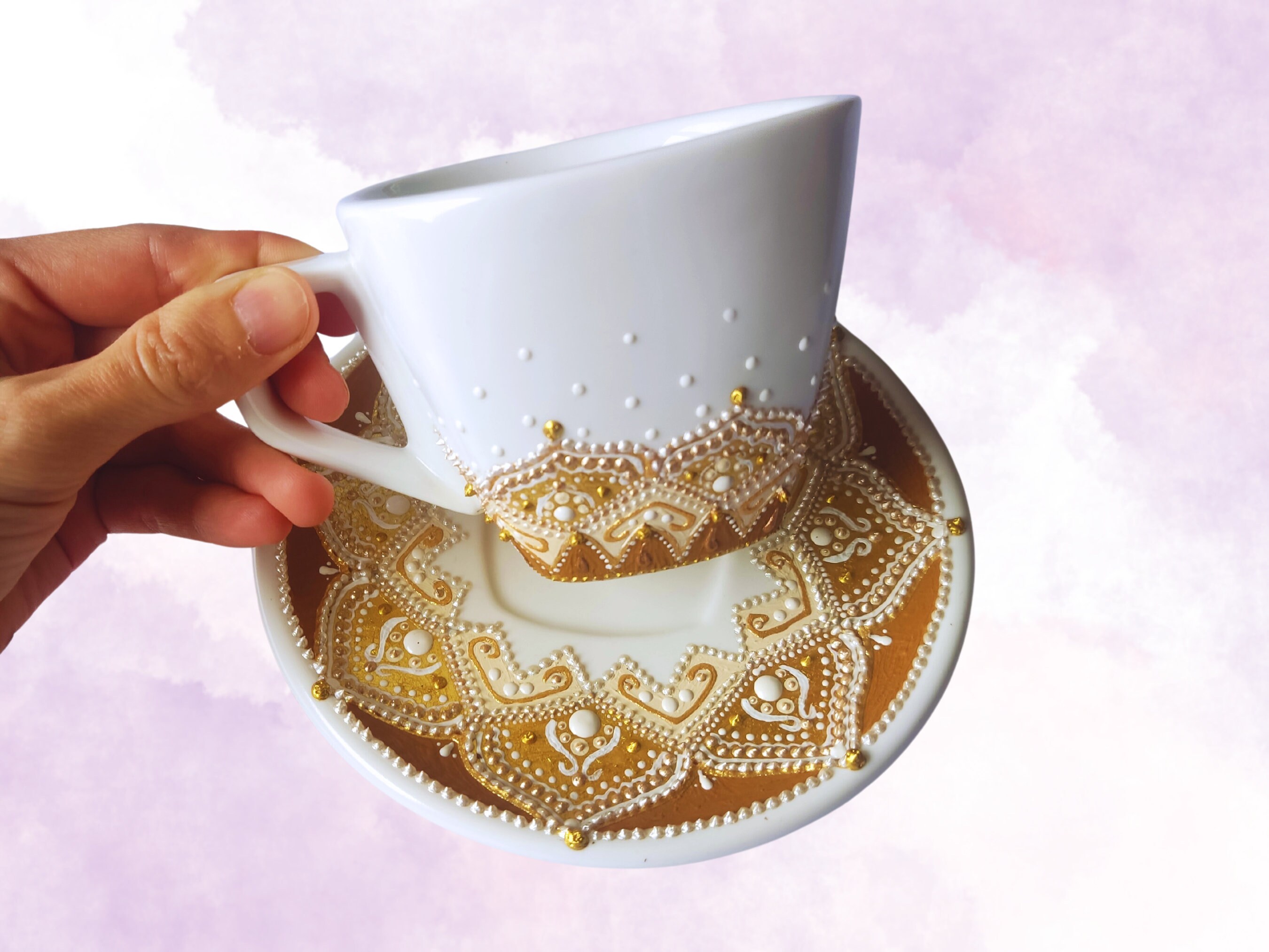 Mandala cup with saucer, mandala cup, mandala, hand painted gift, mug, mandala mug, mugs