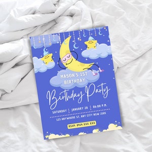 Mason&#39;s 1st birthday moon and stars theme