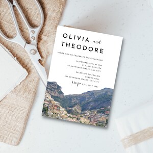 Digital Amalfi Coast Italian theme Wedding invitation