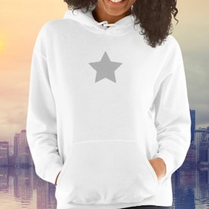 Silver Star Hoodie, Big Star Hoodie, Oversized Star Hooded Sweatshirt, Star Wars Hoodie, Gift for Friends, Star Sweatshirt, Star Hoodie