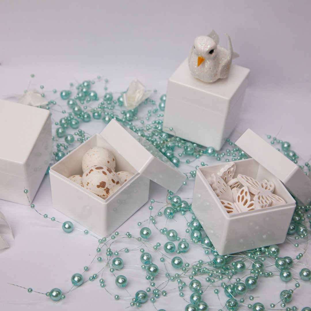 White Acrylic Box With Lid 4x4x4 Cm Suqare Plastic Box Acrylic Storage Cube Boxes Candy