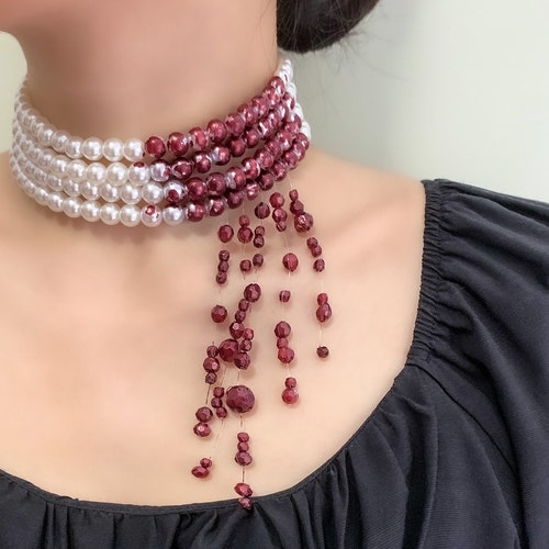 Bloody Pearl Bracelet Vampire Jewelry Halloween Bracelet - Etsy