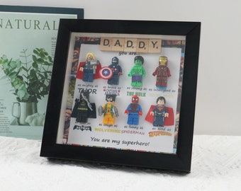 Vatertagsgeschenke, Superhelden-Rahmen, personalisierte Papa-Geschenke, maßgeschneiderte Papa-Geburtstagsgeschenke, Puzzle-Rahmen, Geschenke für Papa