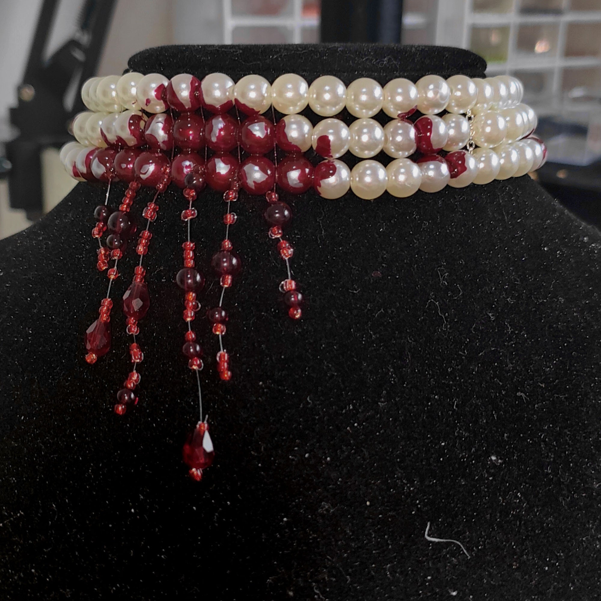 Bloody Pearl Necklacevampire Jewelrygothic Jewelrybloody - Etsy