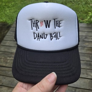 Throw the Dang Ball Embroidered Trucker Hat | Baseball Mom Cap | Funny Game Day Hat | Foam Trucker Cap | Sports Fan Gift | Retro Ball Cap
