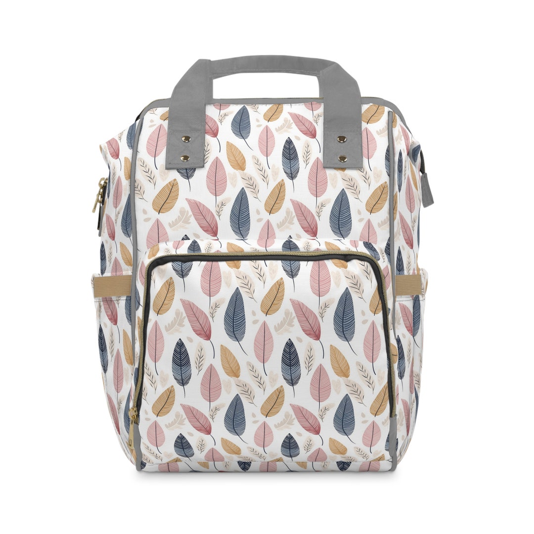 Geometric Floral Fall-Black Multi-Function Diaper Backpack