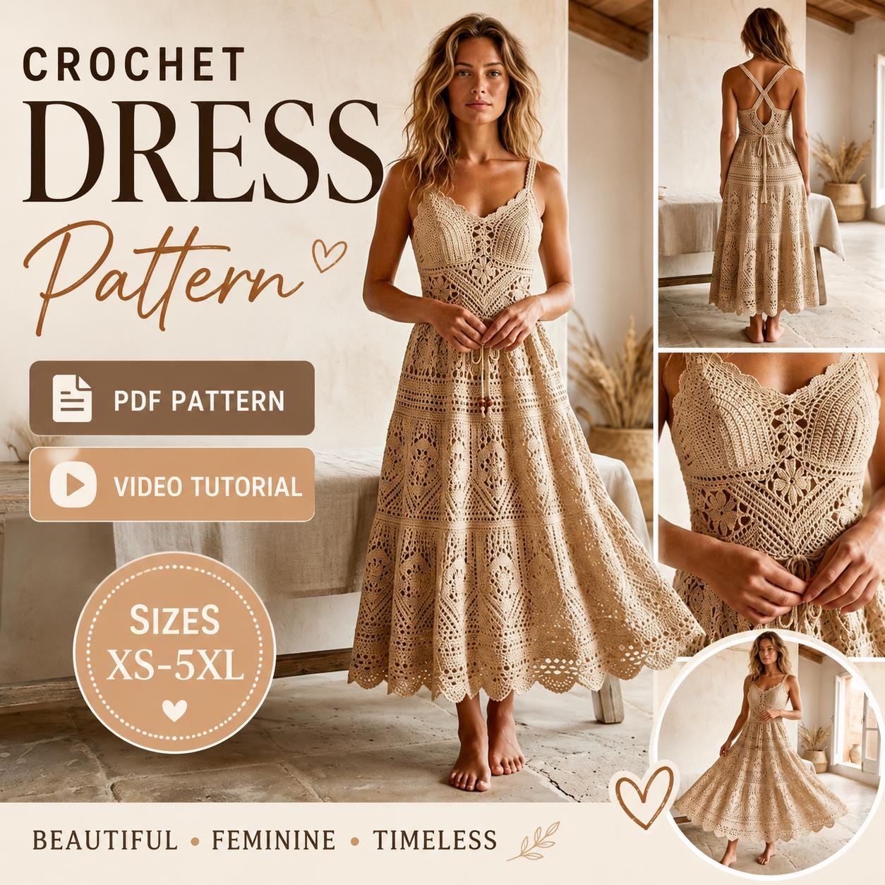38 Crochet Dress Patterns for Every Season, from Breezy Summer Styles to Heirloom... 37 Crochet Maxi Dress Boho Lace V Neck Summer Dress Crochet