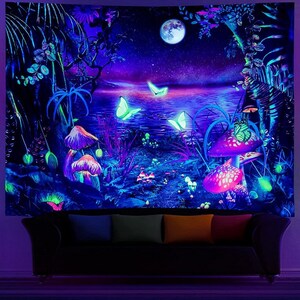 UV Geometric Ceiling Canopy, Stretch Decor,uv Decor, Black Light Tapestry, Glow  in the Dark Decorations, Event Planner, Trippy Wall Hanging. 
