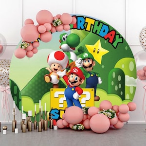 Fondo de Super Mario para niño, cartel de cumpleaños para niños de 5x3  pies, decoraciones para fiesta de cumpleaños de Mario, suministros de baño  para bebé