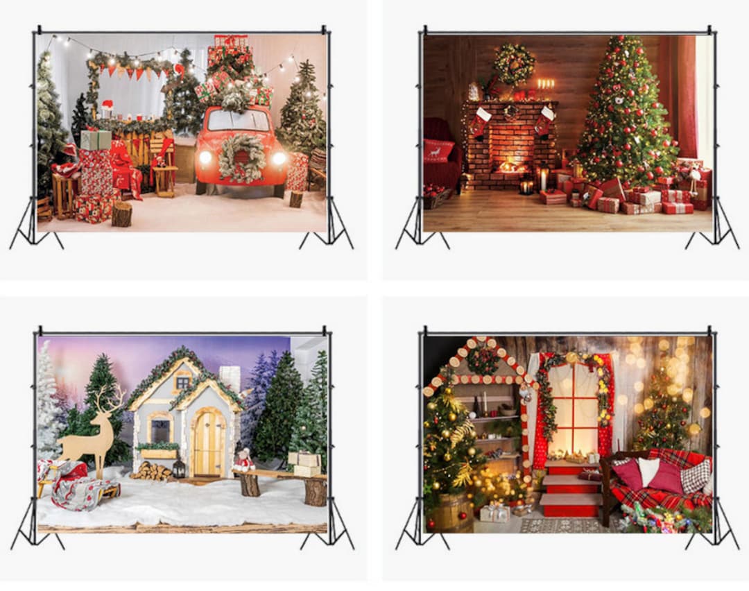 Christmas Scene Backdrop Theme Party Background Cloth Vinyl Etsy