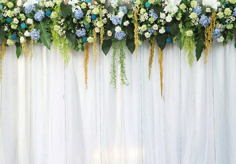 White Flowers Wedding Backdrop Garden Banner Photography Etsy