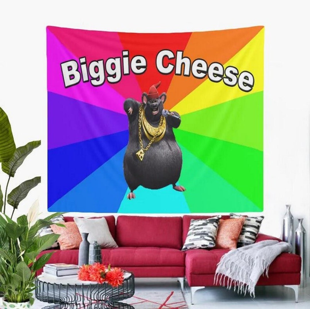 Funny Biggie Cheese Tapestry , Funny Meme Tapestry Art Wall Hanging