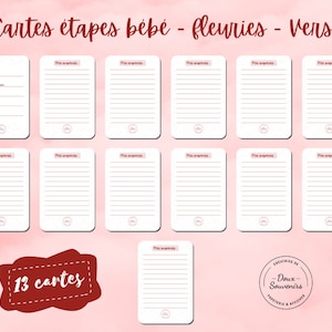 Cartes étapes bébé fleuries - lot de 13 image 6