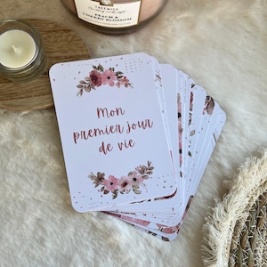 cartes étape bébé naissance fleurs fille