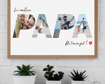 Poster + frame letters "PAPA" - wall decoration - 21x30cm (A4) or 30x40cm