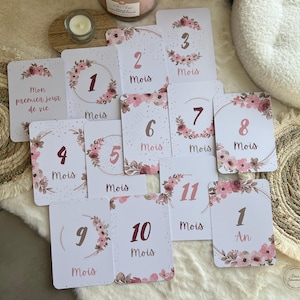 cartes étape bébé naissance fleurs fille