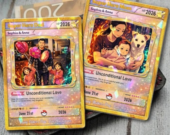 Personalized Mother's Day Pokemon Card, Custom Birthday Photo Art Card, Wedding & Anniversary Photo to Holo Card, Gift For Mom, New Mom Gift