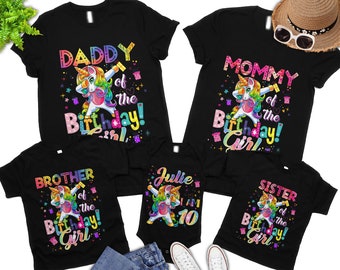 Custom Family Birthday Shirts,Dabbing Unicorn T-Shirt,Custom Birthday Princess Shirt,Dabbing Unicorn Birthday Princess Tee,Family Party Tee