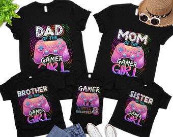 Gamer Girl Custom Birthday Girl Shirt, Gamer Birthday Party, Matching Family Shirt, Birthday Gift, Gamer Shirt, Level unlocked, Video Game