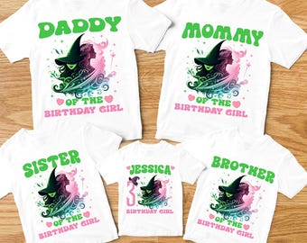 Personalized Wicked Birthday Family T-Shirt, Changed for Good, Witch Pink and Green Girl Birthday Shirt, Custom Kids Birthday Gift