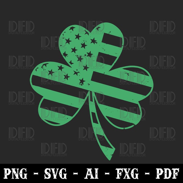 Irish American Flag Vintage Shamrock St Patricks Day Svg Png Instant Download file for Cricut