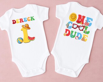 ONE Cool Dude Pool Party Birthday Boy Shirt - splish splash, 1st bday bodysuit, tropical summer birthday, one year old, swimming pool party