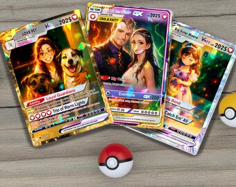 Personalized Anniversary Card, Custom Couples Pokemon Cards, Couple Anniversary Gift, Anime Wedding Gift, Gift for Him or Her, Birthday Gift