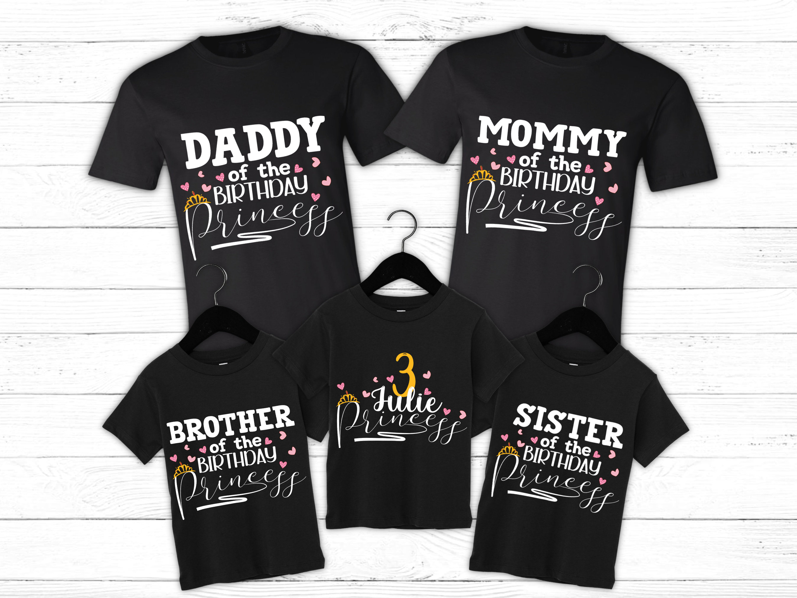 Birthday Princess T-shirt, Dad Mom Sister Brother of the Birthday