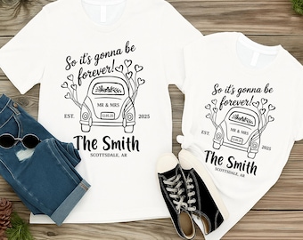 Personalized Just Married Shirts, Husband and Wife Couples Honeymoon Tshirt, Couples Finally Matching Wedding Tee, Just Married Shirt Gift