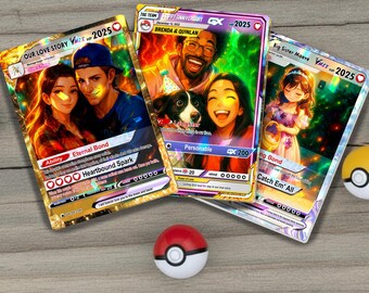 Personalized Anniversary Card, Custom Couples Pokemon Cards, Couple Anniversary Gift, Anime Wedding Gift, Gift for Him or Her, Birthday Gift