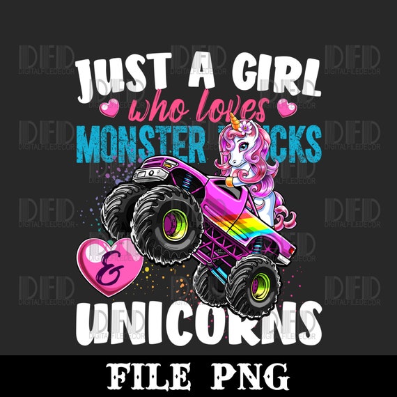 Just A Girl Who Loves Monster Trucks And Unicorns Gift Girls T-Shirt Just A Girl Who Loves Monster Trucks And Unicorns Gift Girls T-Shirt