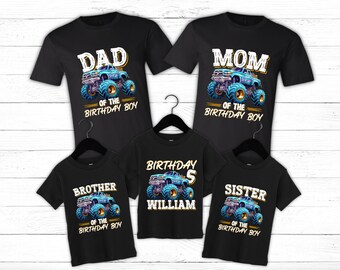 Monster truck birthday shirt, Customized monster truck birthday shirt, family monster truck, personalized monster truck, truck birthday