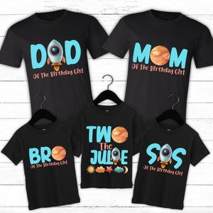 Two the moon girls outer space second 2nd birthday shirt , birthday girl shirt, space birthday theme , 2nd birthday outfit, girl birthday