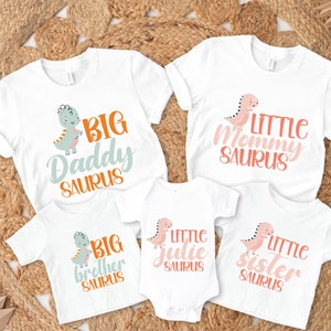 Dinosaur Sibling Shirts: Big Brother, Little Sister Matching Tees