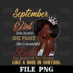 Diamond shoe September girl she slays she prays shes beautiful png svg