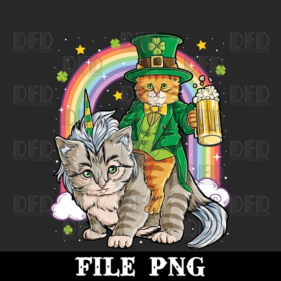 Leprechaun Cat Riding Unicorn Cat Caticorn St Patricks Day T-Shirt Leprechaun Cat Riding Unicorn Cat Caticorn St Patricks Day T-Shirt