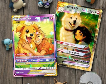 Personalized Pet as Pokemon Card, Turn your pet into a Pokemon, Custom Photo Anime Card, Gift For Him, Gift For Her, Pet Lover Gift Cat Gift