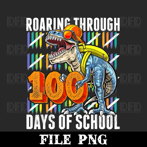 Dinosaur T-Rex Roaring Into 100 Days Of School Shirt Dinosaur T-Rex Roaring Into 100 Days Of School Shirt