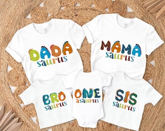 Dinosaur Birthday Matching Family Shirts, Dino Birthday Outfit for Kids, Mama Saurus Dada Saurus Tee, 1st Birthday Outfit, One Year Old Gift