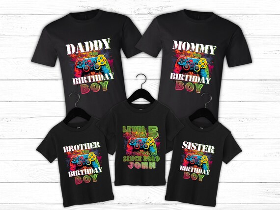 Gamer Birthday Boy Shirt,family Birthday Shirt,level up Gamer