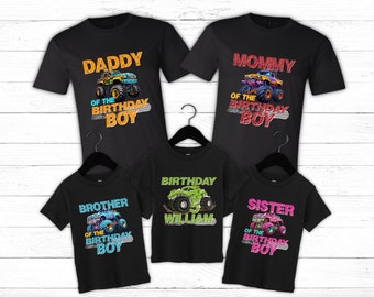 Monster truck birthday shirt, Customized monster truck birthday shirt, family monster truck, personalized monster truck, truck birthday