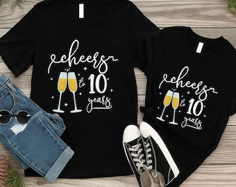 Cheers To Anniversary Shirt, Matching Anniversary Shirts, Custom Anniversary Shirt Gift For Couple, Wifey and Hubby Shirts, Husband and Wife