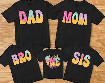 Sweet Family Ice Cream Theme Birthday Shirts, Mom Dad Bro Sis Family Ice Cream Birthday Shirts, Matching Ice Cream Birthday Shirts
