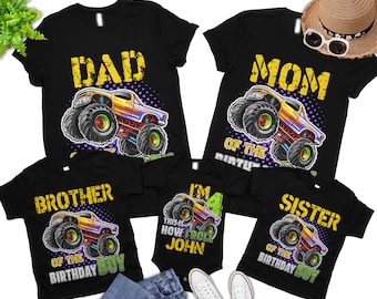 Monster Truck Family Matching Birthday Party Shirt, Birthday Boy Monster Truck Shirt, Monster Truck Party Gift For Kids