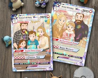 Personalized Pokemon Anniversary Card, Custom Photo Anime Wedding Card, Anniversary Gift, Gift for Him, Gift for Her, Custom Card for Couple