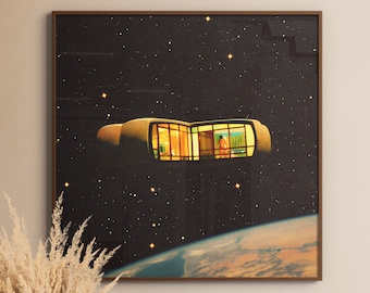 Space Pod | Retro Futuristic Art Print: Vintage Sci-Fi Collage