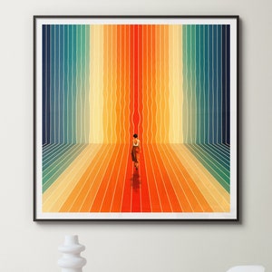 Op-Art poster jaren 70: Here I Come - Rainbow Optical Illusion, vintage collage