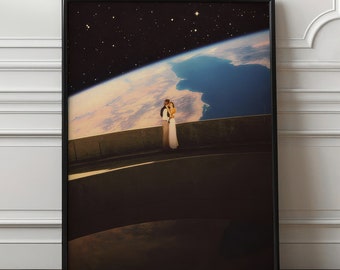 Cosmic Love Art Print: Retro Futurism Sci-Fi Collage