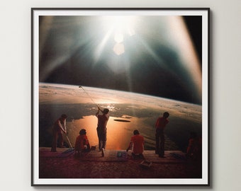 Space Golf Poster: Retro-Futuristic Sci-Fi Collage Art
